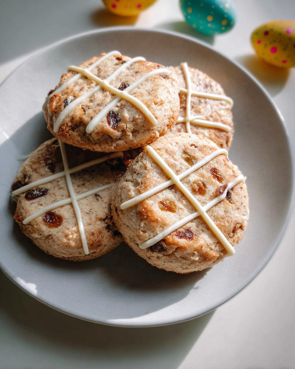 A plate of four Spiced Shortbread Cookies Inspired by Mary Berry, drizzled with white icing.